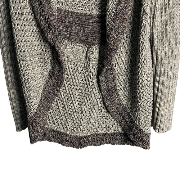 Cabi Women's Gray Boho Cable Knit Open Front Long Sleeve Cardigan - Picture 3 of 8